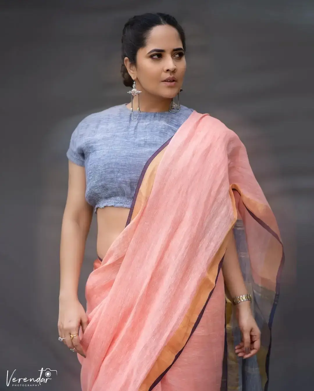 INDIAN ACTRESS ANASUYA BHARADWAJ IMAGES IN PINK COLOUR SAREE 2